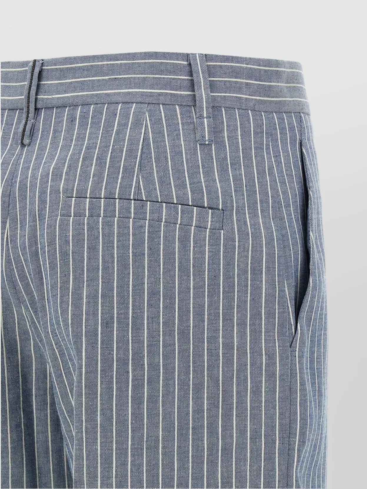 Brunello Cucinelli Striped Wide Leg Trousers With Multiple Pockets