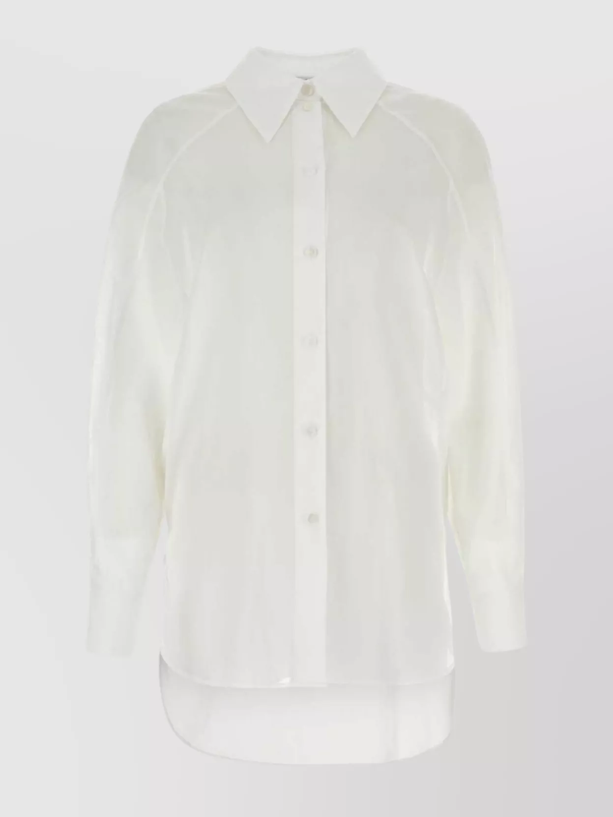 Shop Alberta Ferretti Cotton Shirt With Long Sleeves And Sheer Fabric