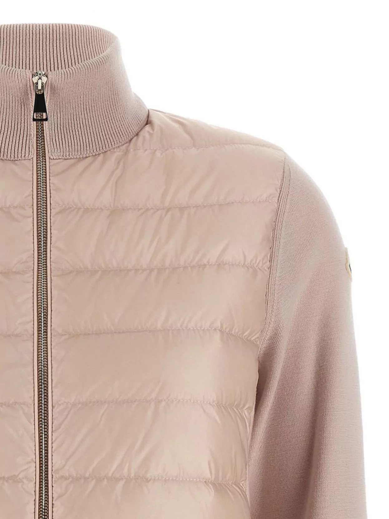 Moncler Two-Material Cardigan Featuring Quilted Front