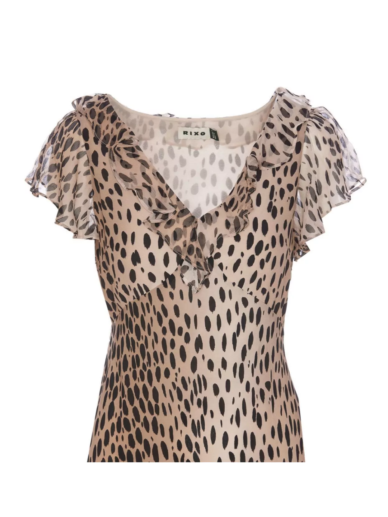 RIXO LONDON KNEE LENGTH SILK GOWN WITH LEO PRINT