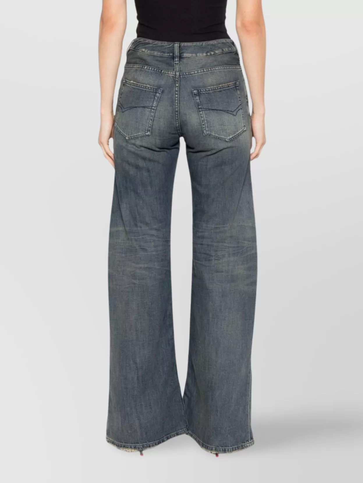 Balenciaga Wide-leg Low-rise Trousers Frayed Hem In Blue