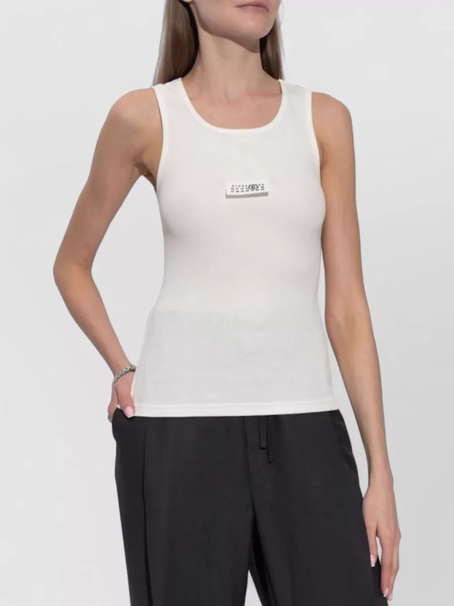 Mm6 Maison Margiela Logo Rib Knit Sleeveless Tank Top