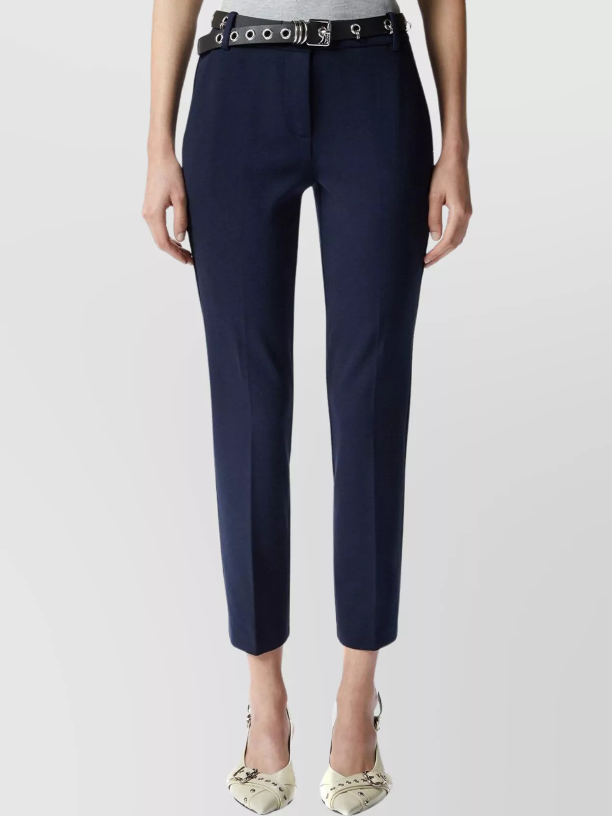 Pinko Tailored Trousers With Belt Loops And Pockets In Blue