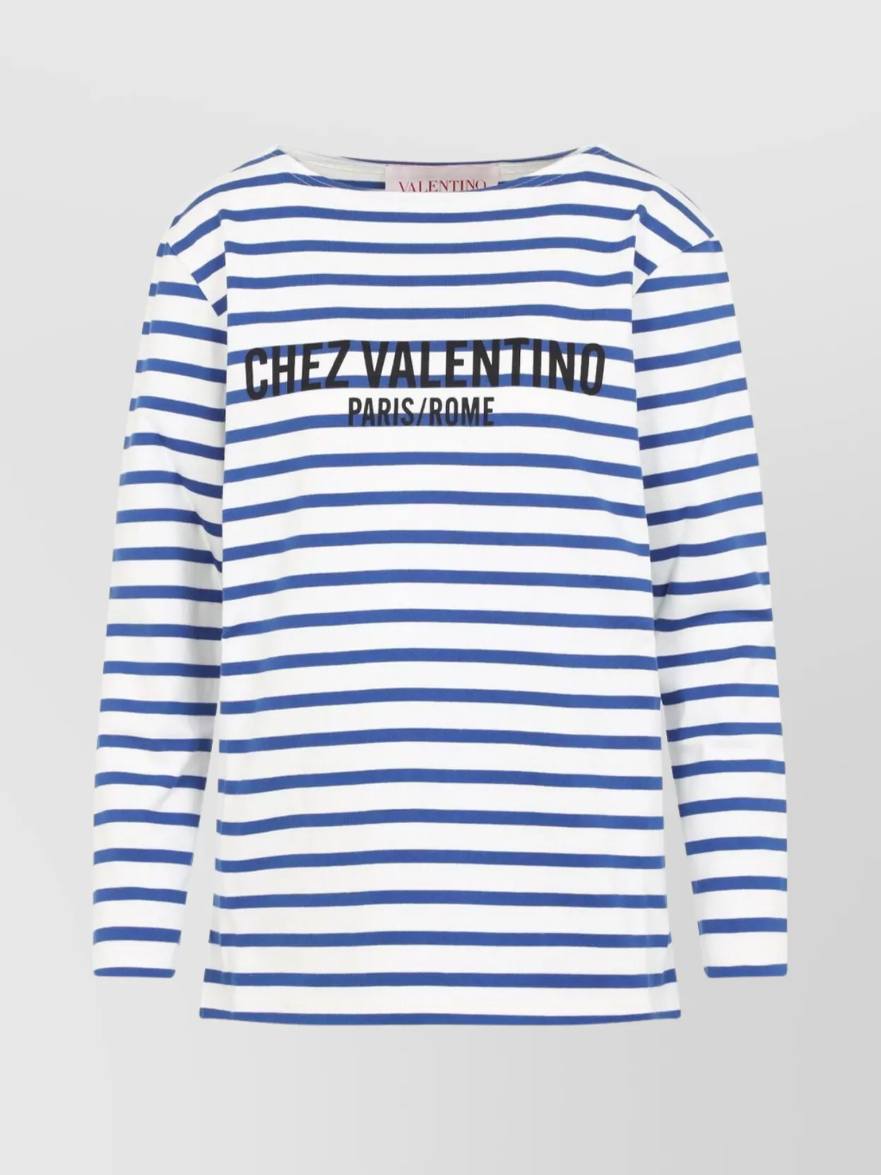 Valentino Long Sleeve Cotton T-shirt With Striped Pattern