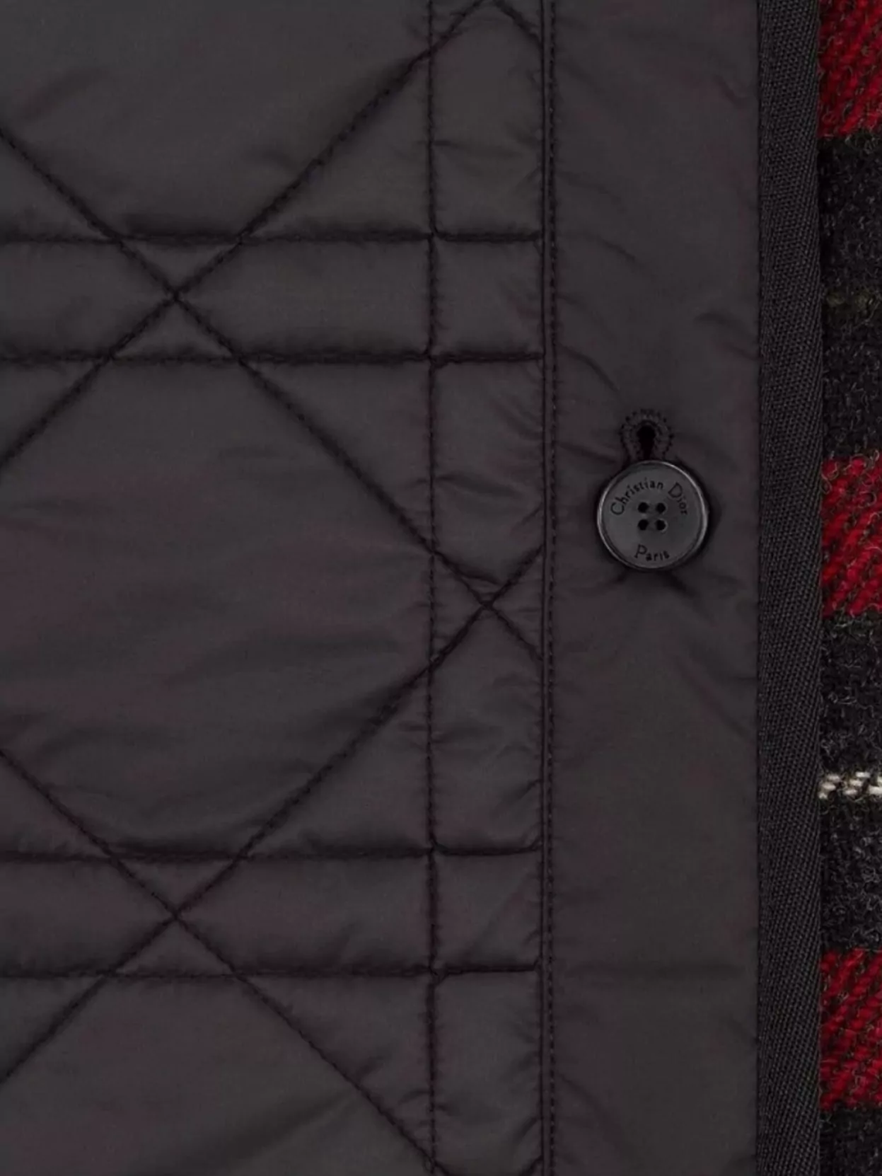 Christian Dior Checked Coat With Ribbed Cuffs And Hem