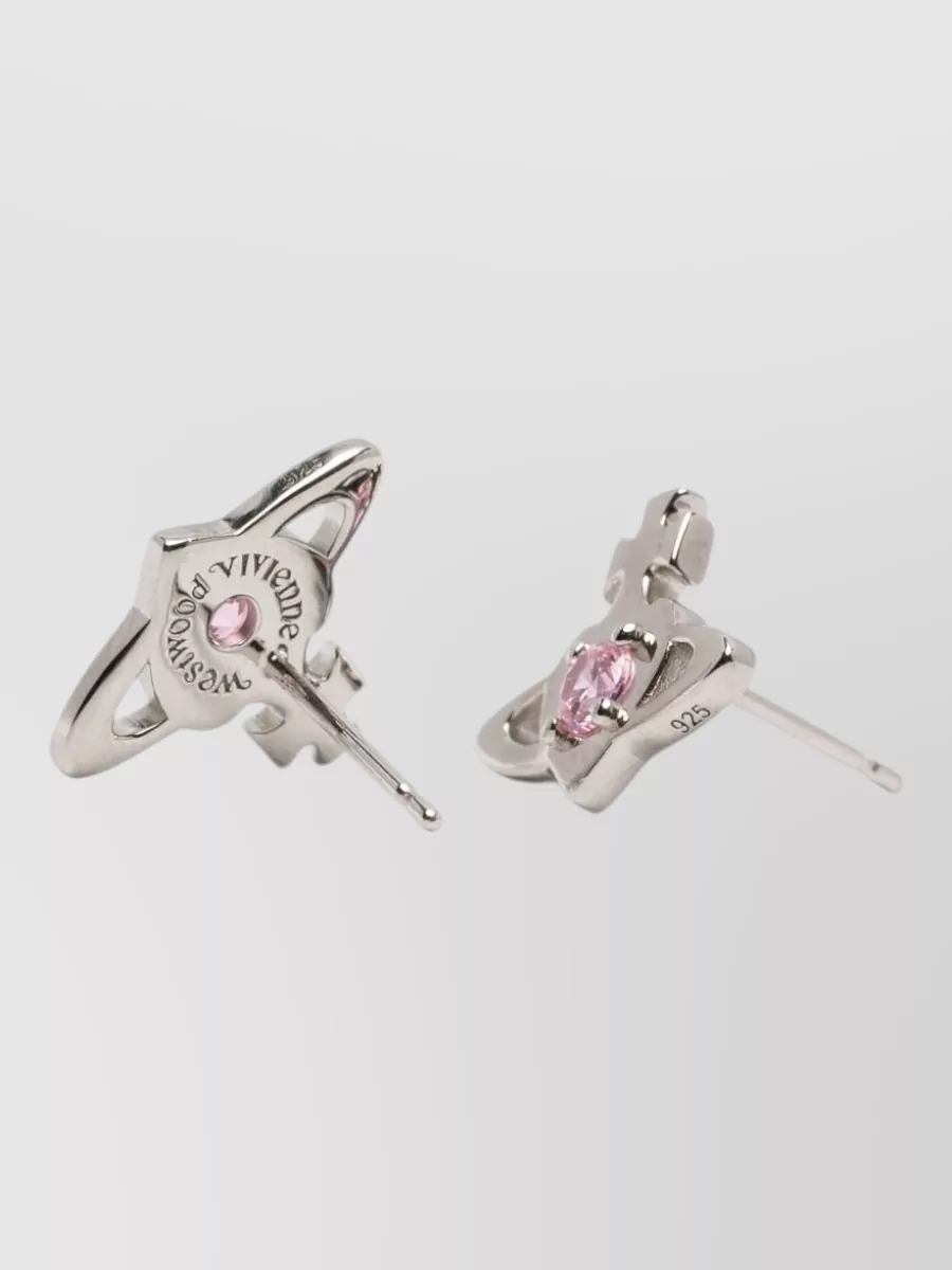 Vivienne Westwood Stud Earrings Metal Finish Gemstone Detail