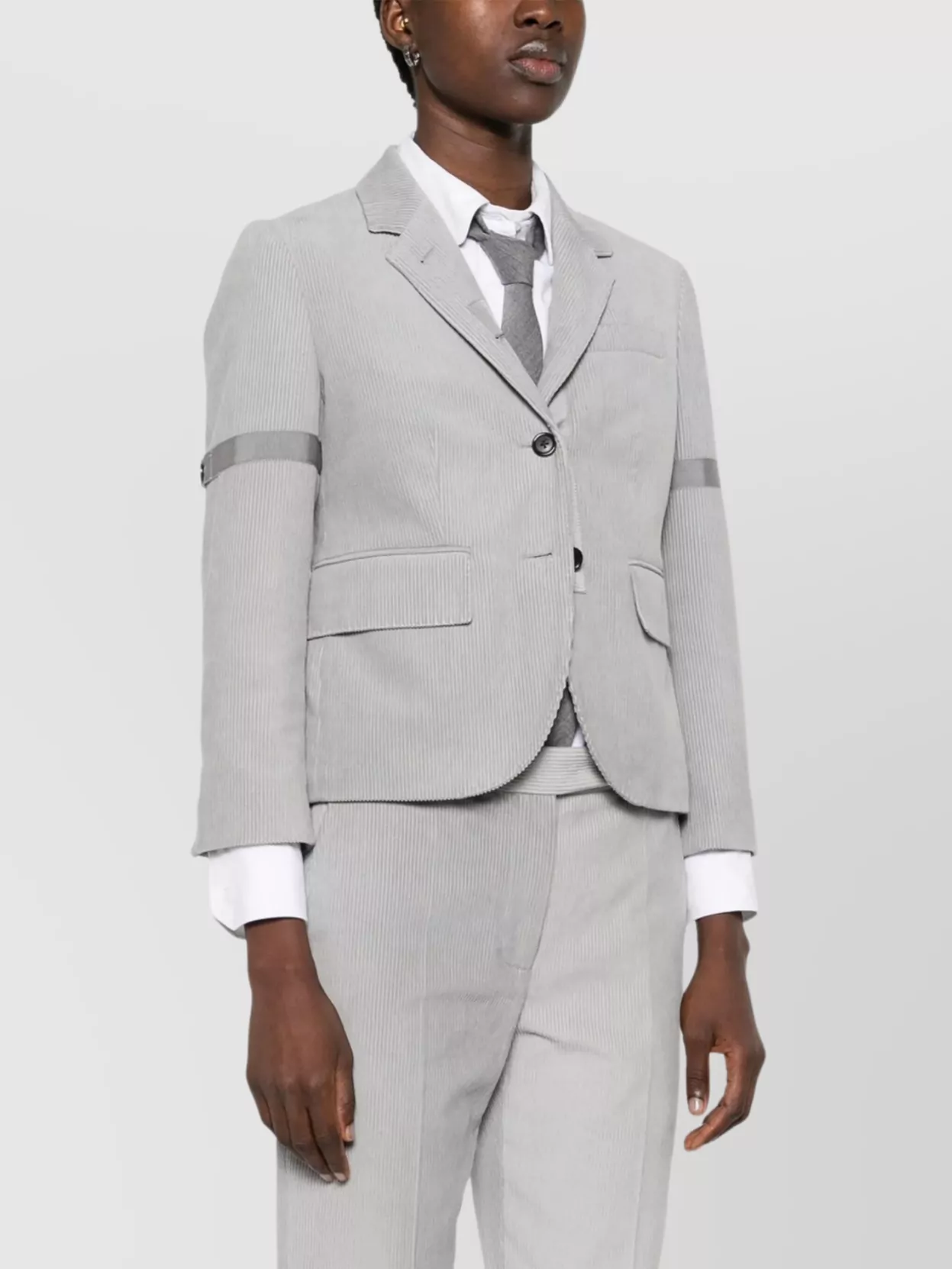Thom Browne Corduroy Blazer With Grosgrain Trim And Vents