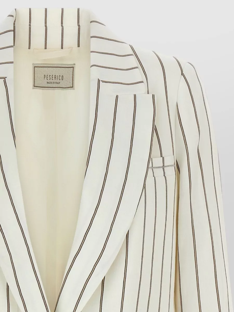 Peserico Linen Cotton Pinstripe Single-Breasted Blazer