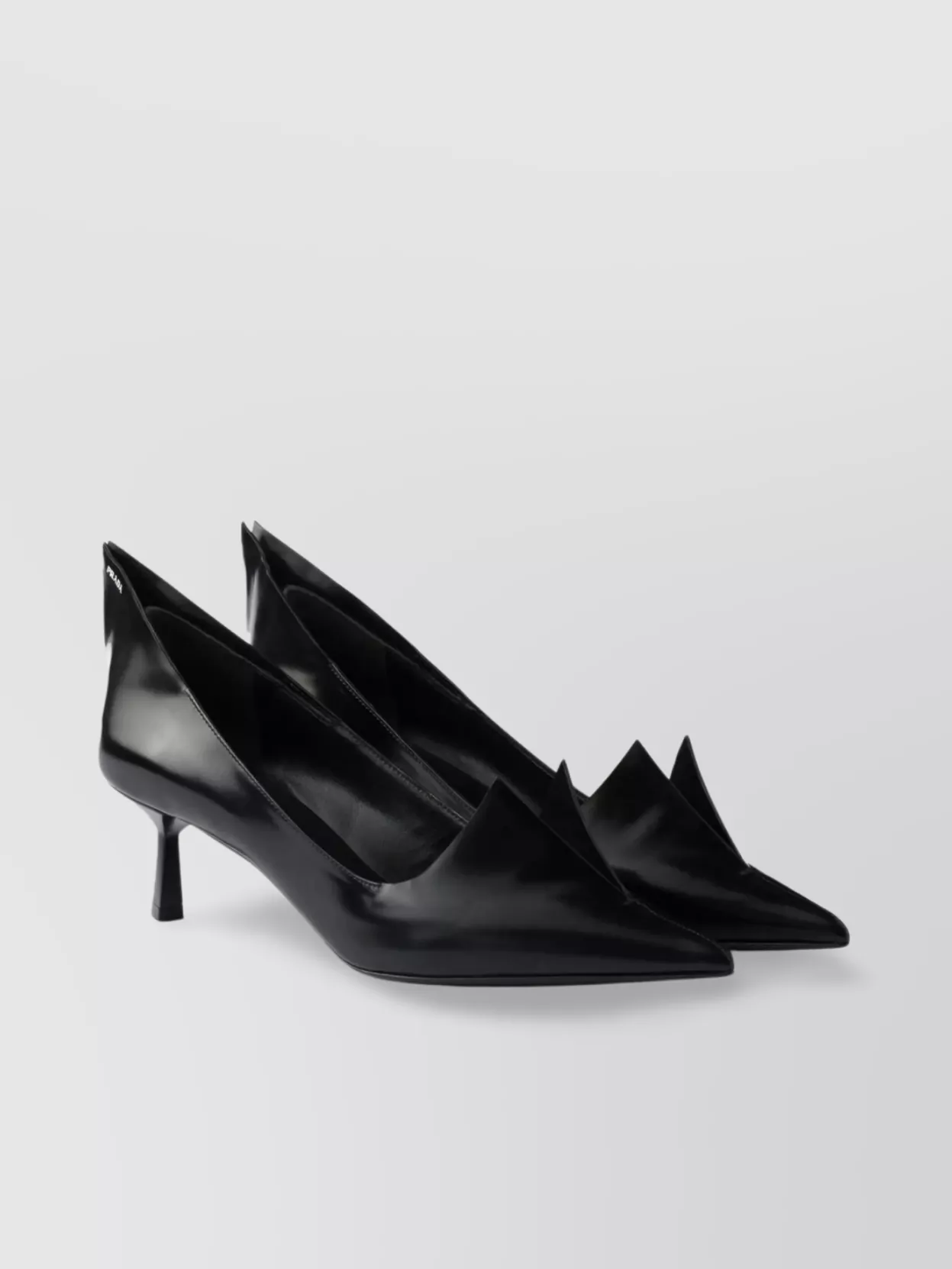 Prada Brushed Leather Kitten Heel Pumps In Red