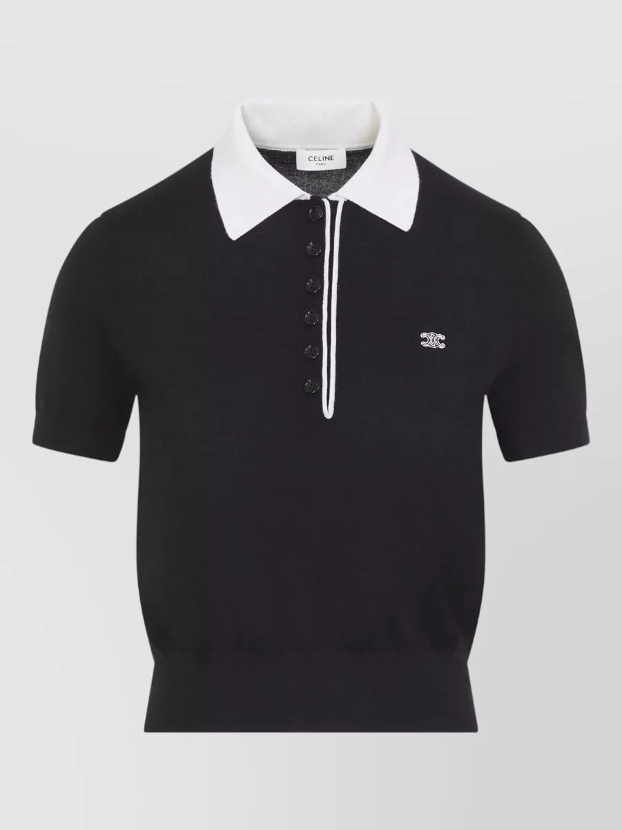 Celine Cashmere Silk Polo Knit Top