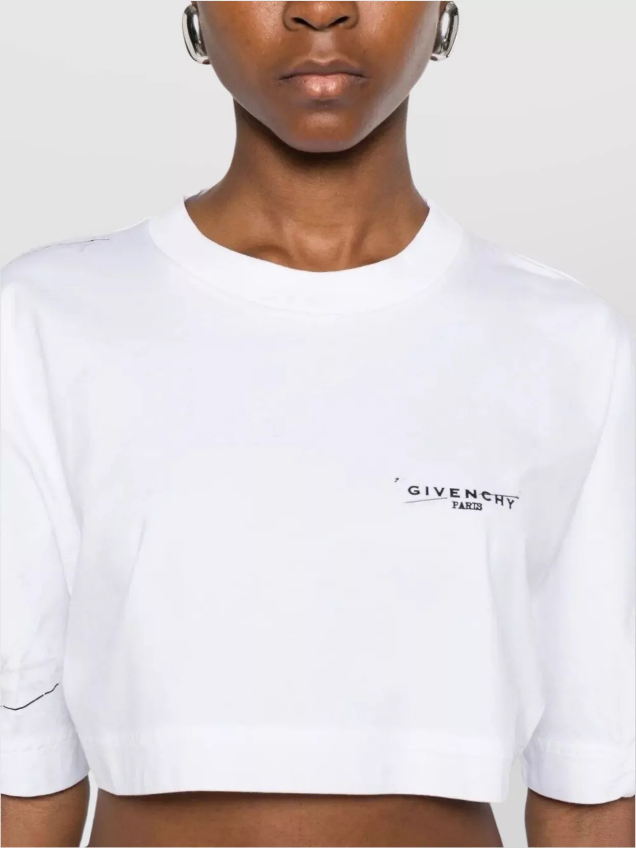 Givenchy Cropped Short Sleeve Crew Neck T-Shirt