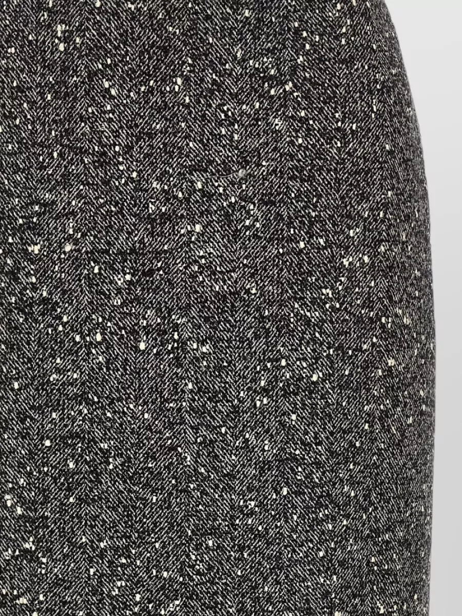 Valentino Garavani Wool Chevron Bouclé High-Rise Asymmetric Ruffle Pencil Skirt