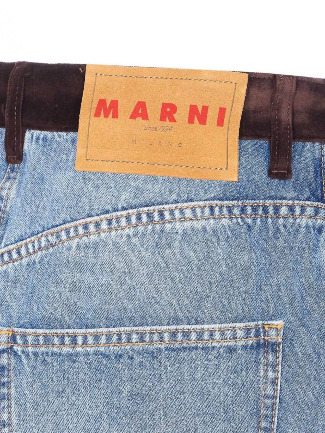 Marni Denim Mini Skirt Leather Waistband