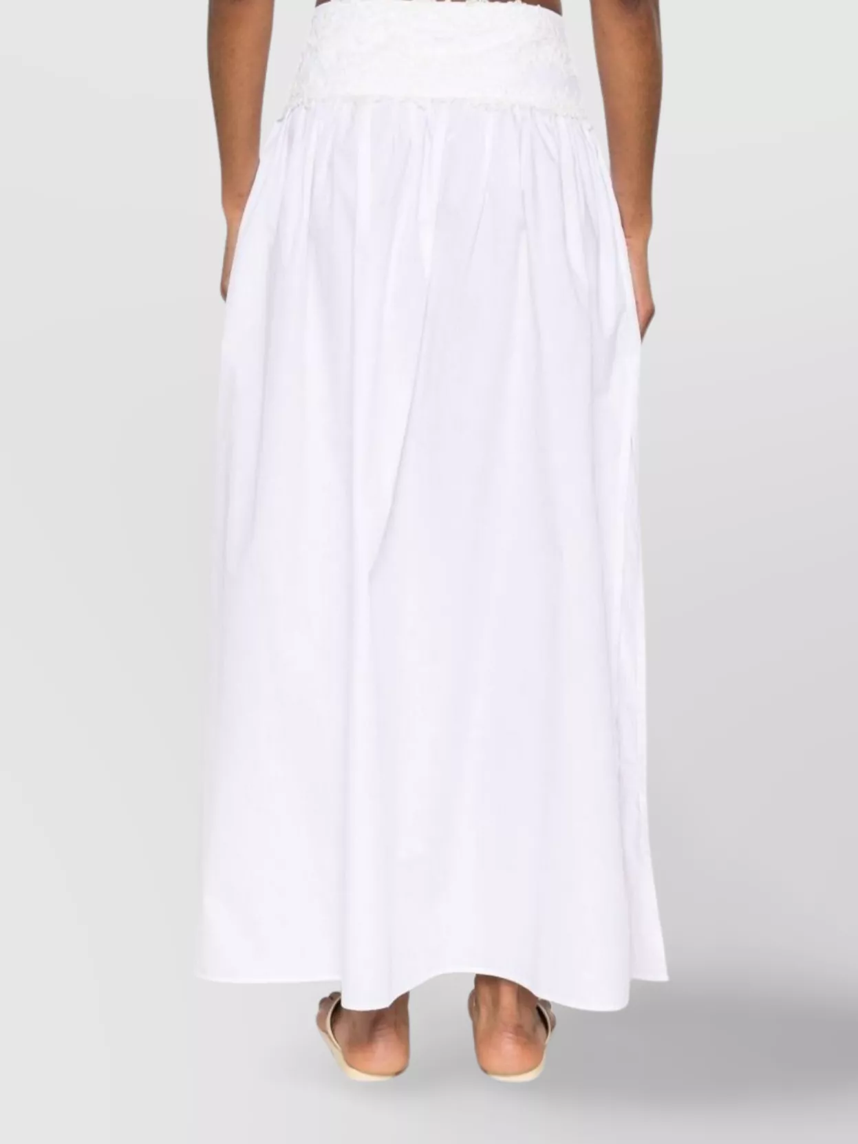 Ermanno Scervino Cotton Long Skirt Embroidered Waistband