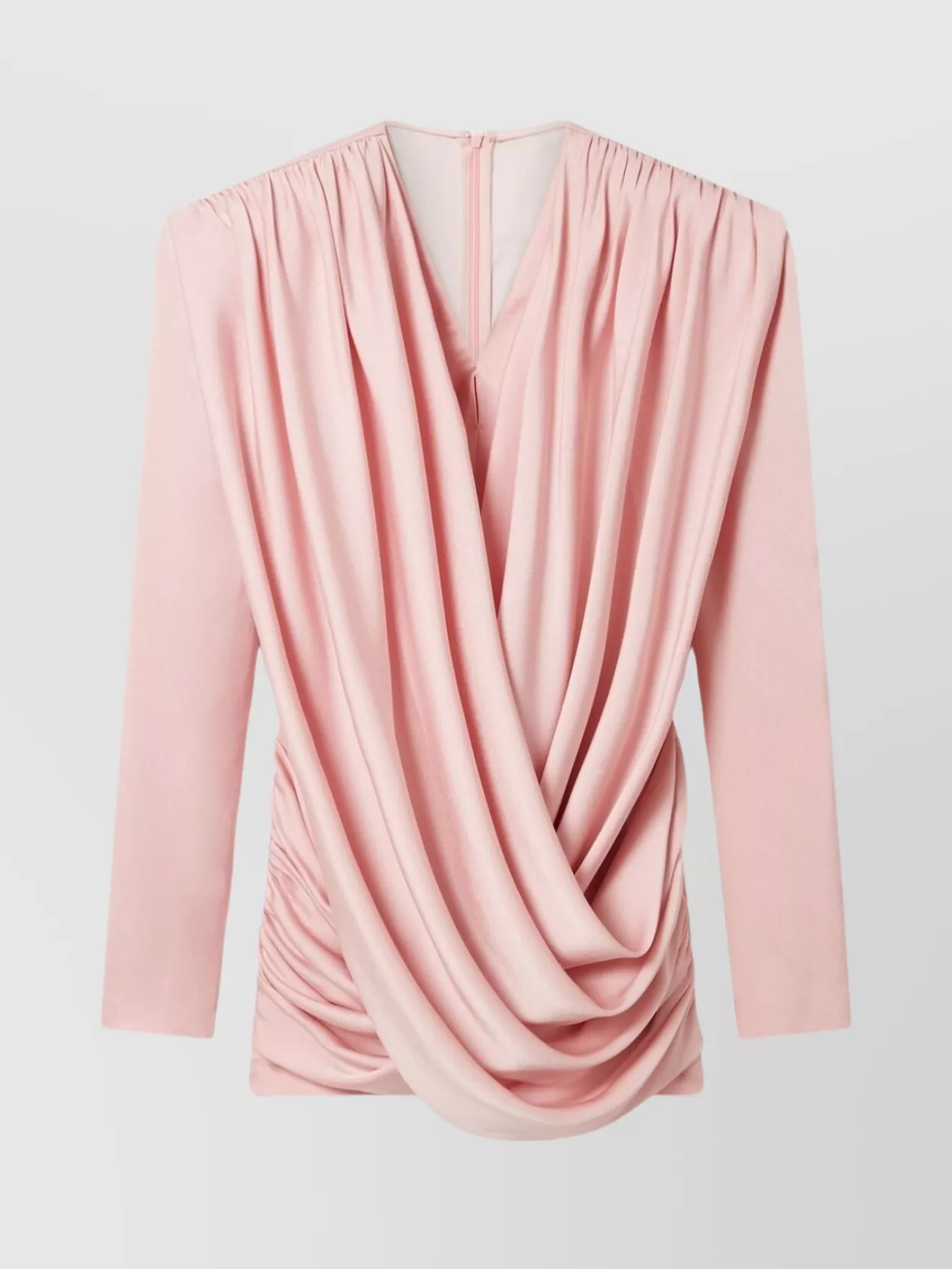 Stella Mccartney Mini Dress With Draped Neckline And Long Sleeves In Neutral