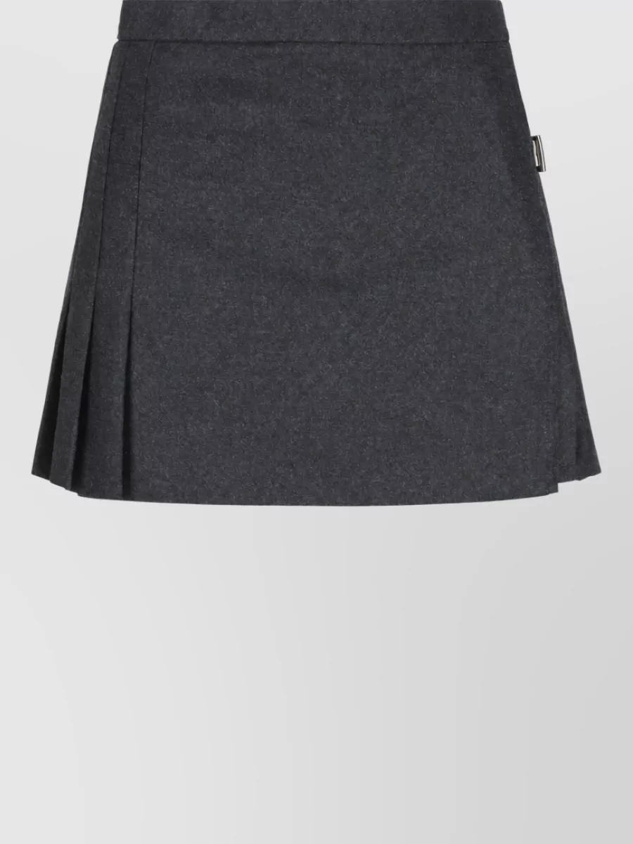 Prada Wool Cashmere Pleated Mini Skirt