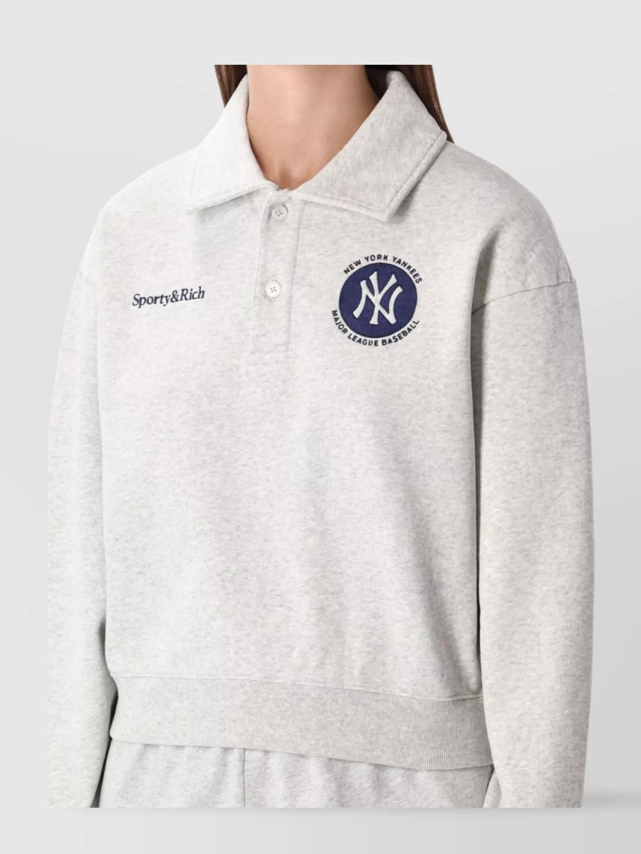 Sporty And Rich Polo Fleece With Ribbed Hem And Cuffs