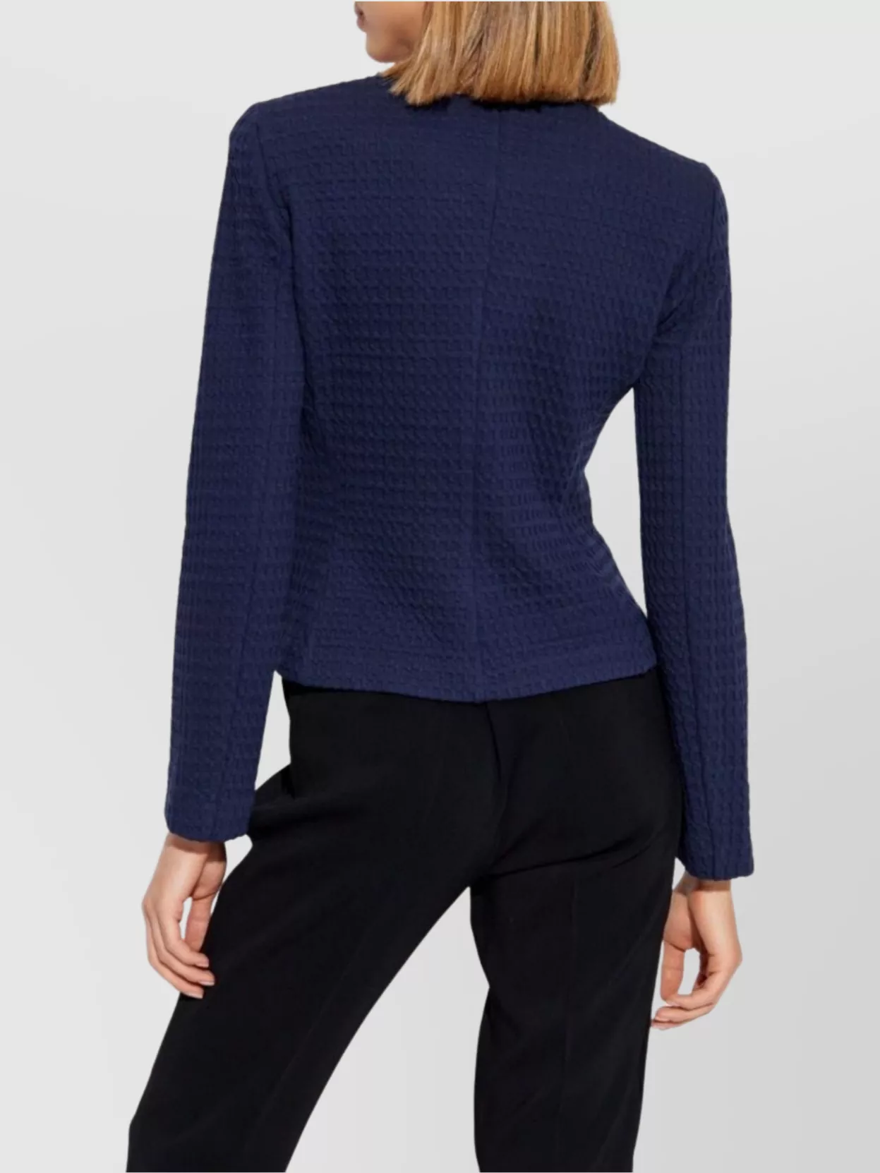 Emporio Armani Quilted Crew Neck Cotton Blend Jacket