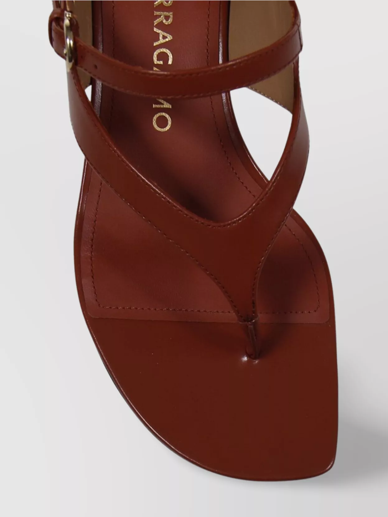 Ferragamo Leliu Leather Ankle-wrap Thong Sandals In Brown