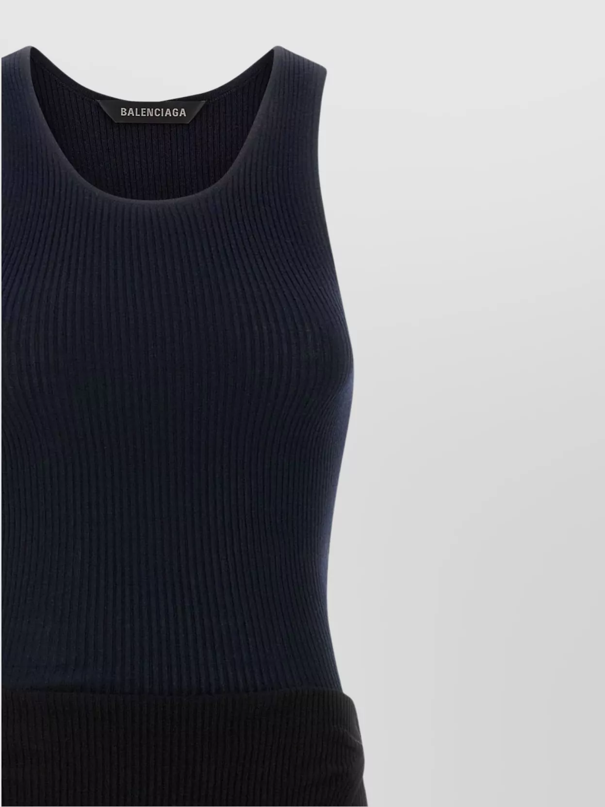 Balenciaga Reversed Ribbed Texture Dress With Round Neckline