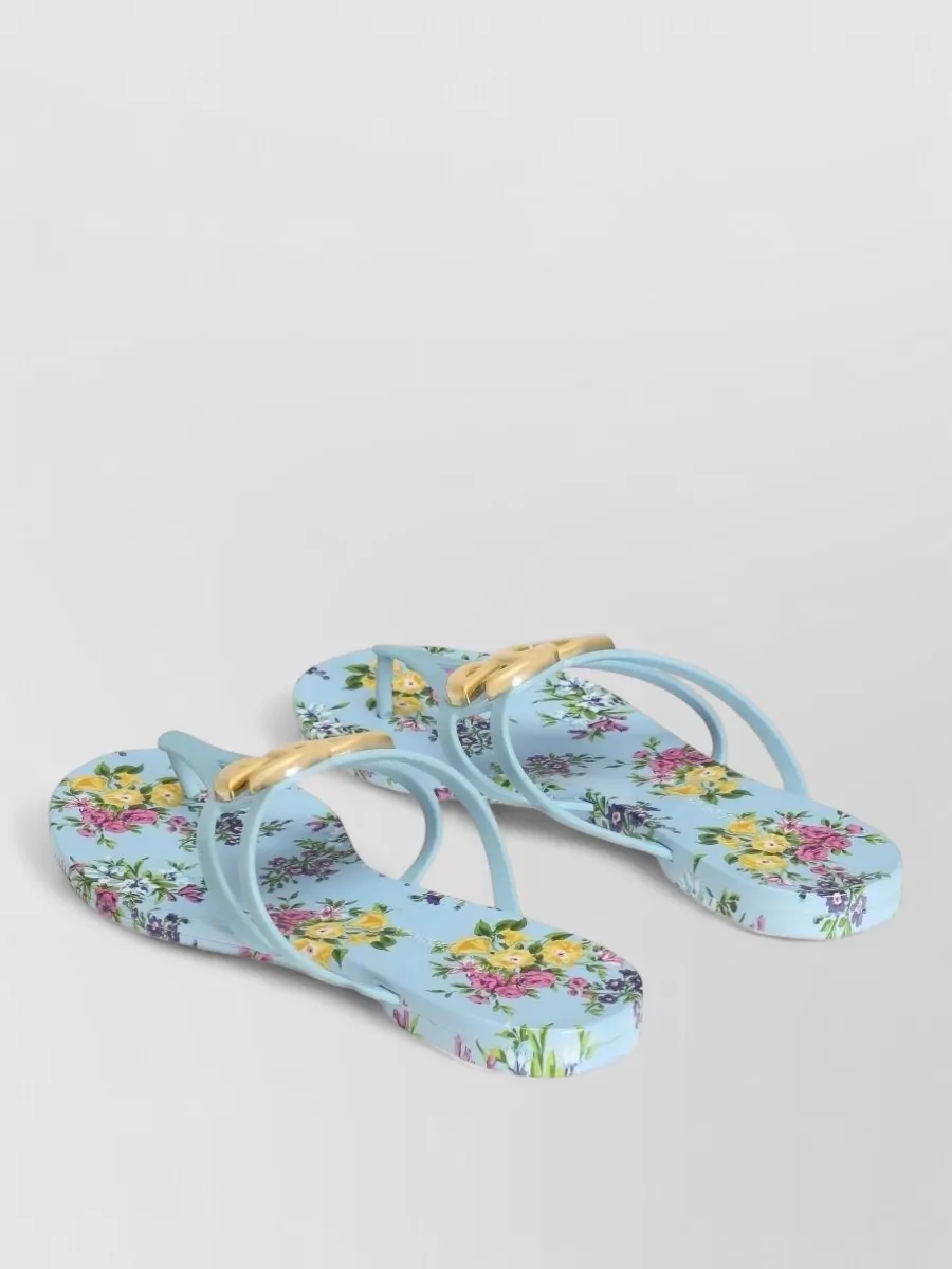 Dolce&Gabbana Floral Print Handmade Flat Sole Slides