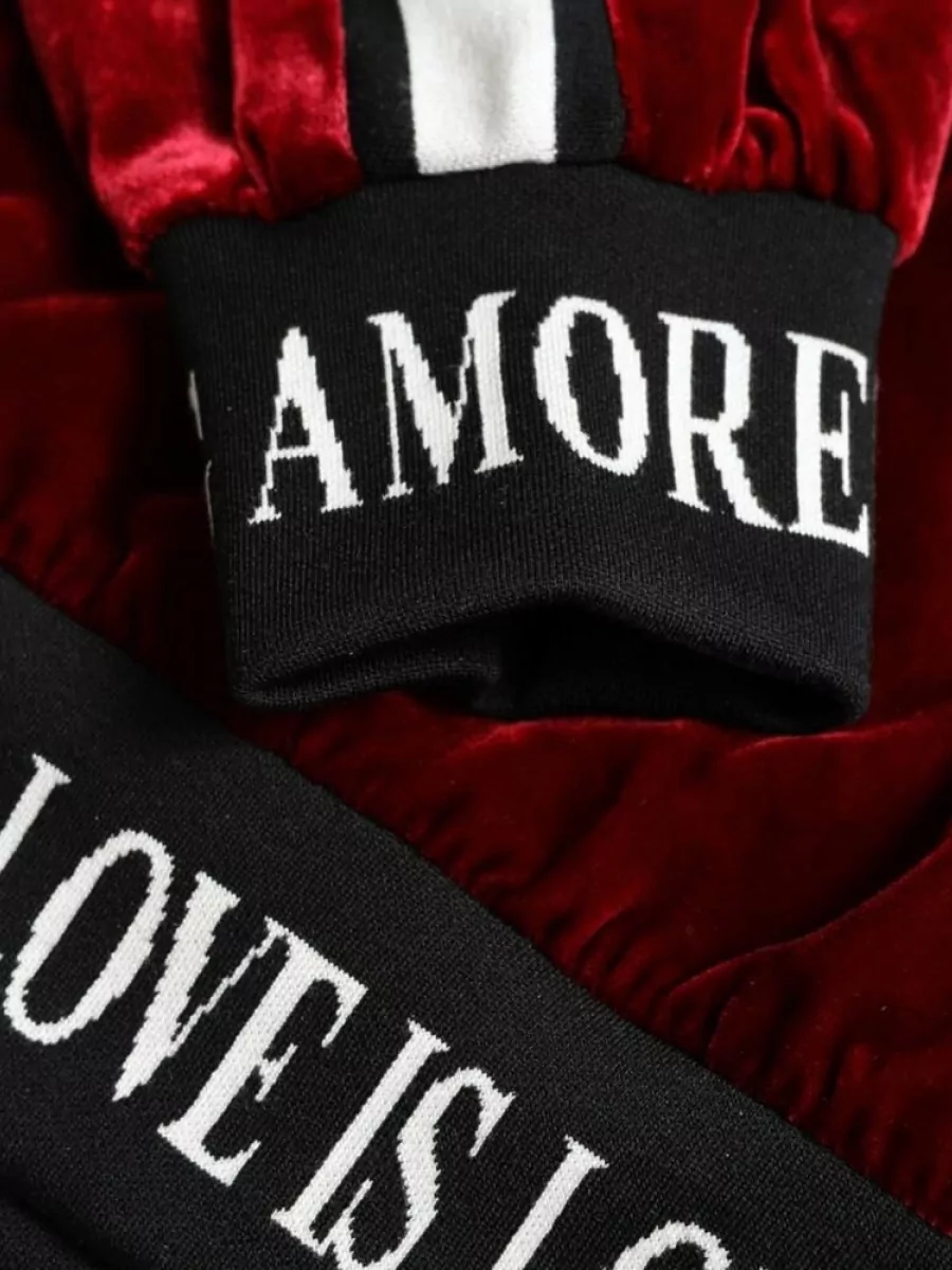 Dolce&Gabbana Velvet Striped Crew Neck Long-Sleeve Sweatshirt