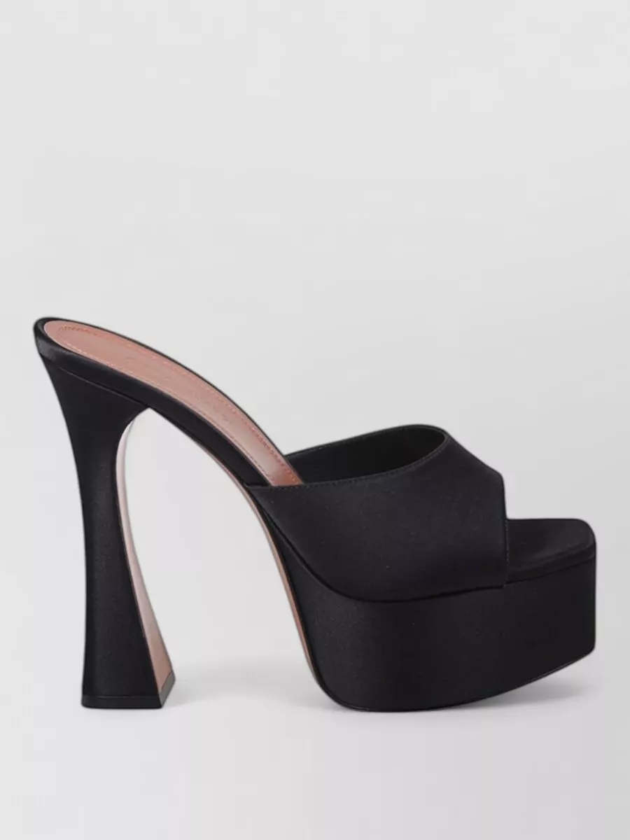 Amina Muaddi Leather Platform Mules