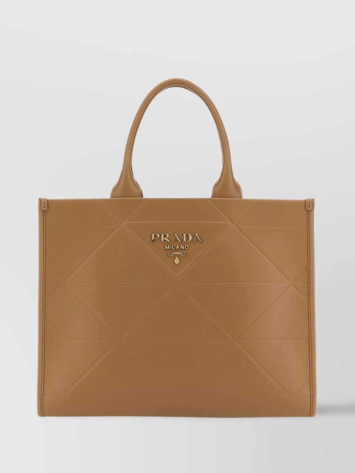 Shop Prada Embossed Leather Quilted Tote In Brown