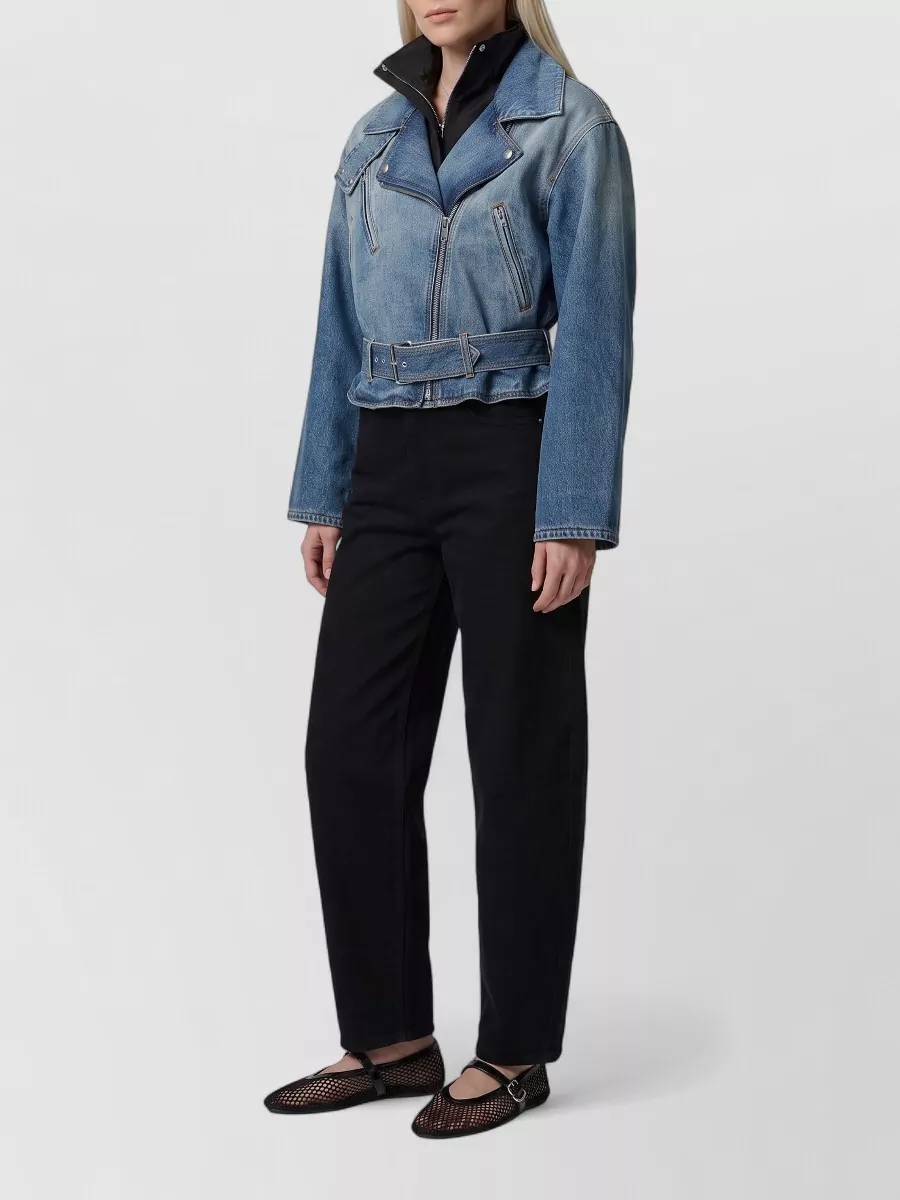 Alaïa denim cropped biker jacket