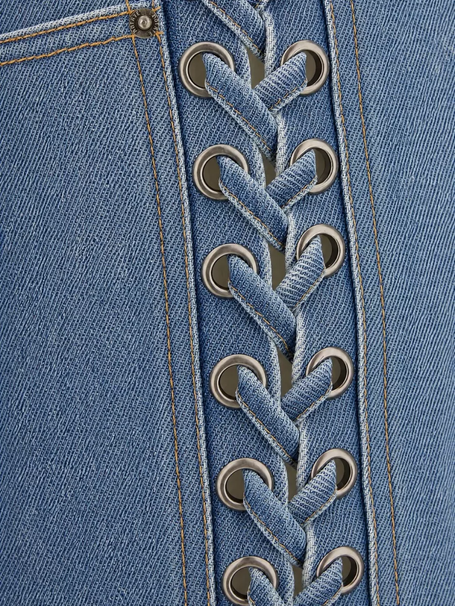 Rotate Denim High-Rise Straight-Leg Trousers