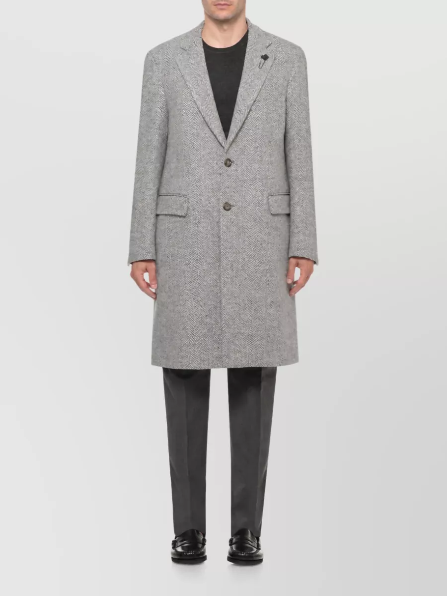 Lardini Herringbone Wool Coat