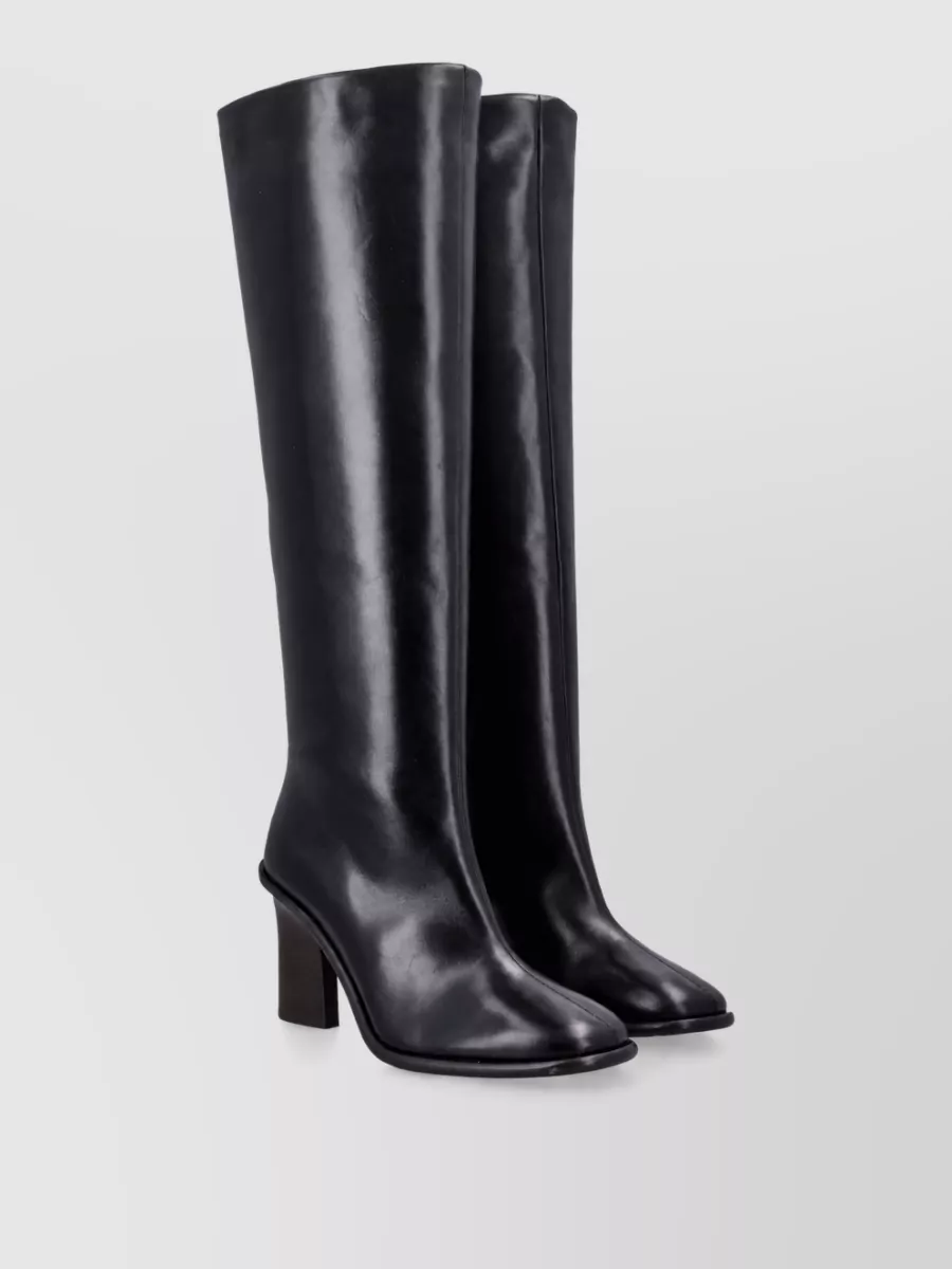 Soeur leather tall block heel boots