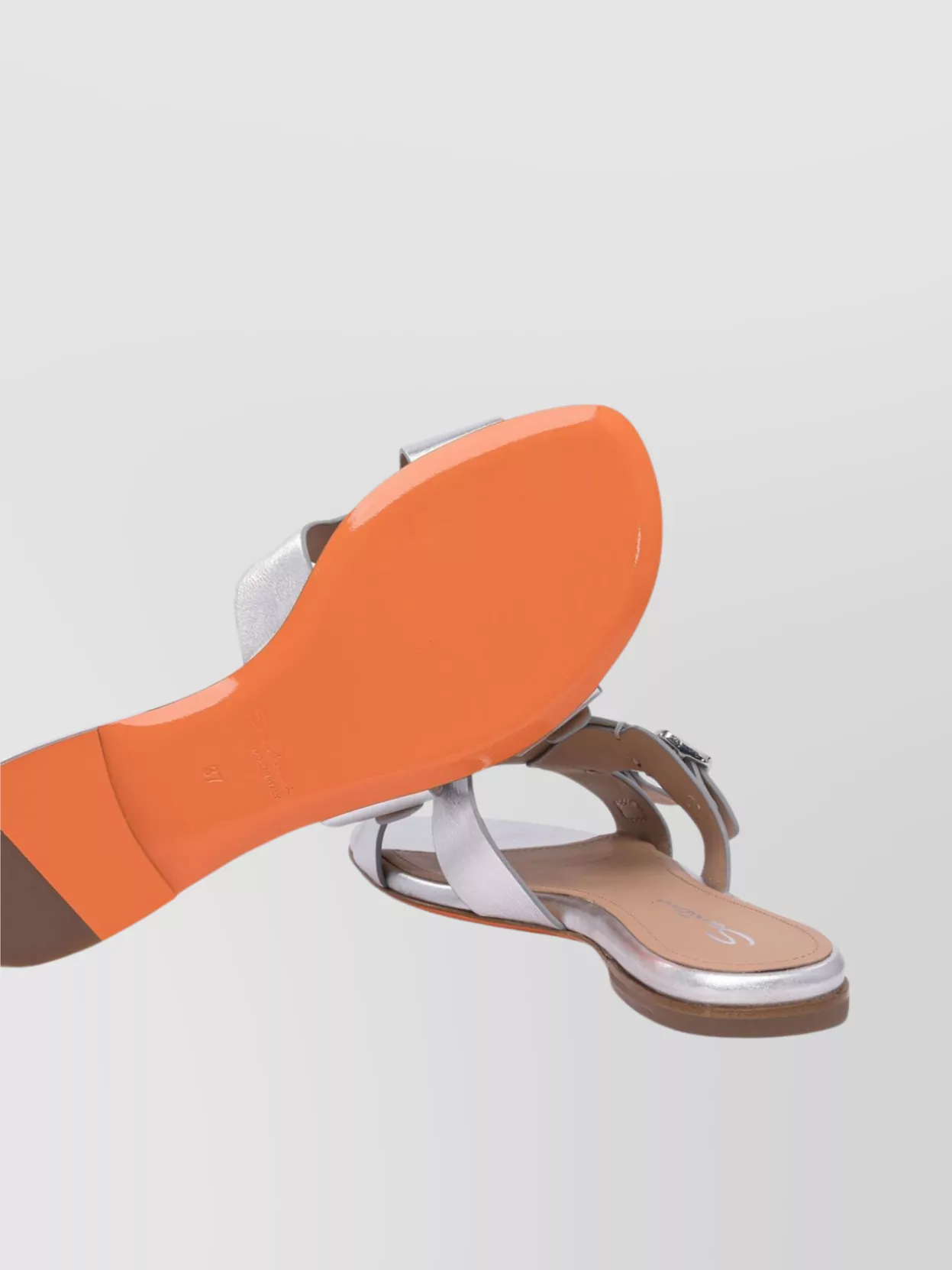 Santoni Metallic Buckle Flat Sole Open Toe Sandals
