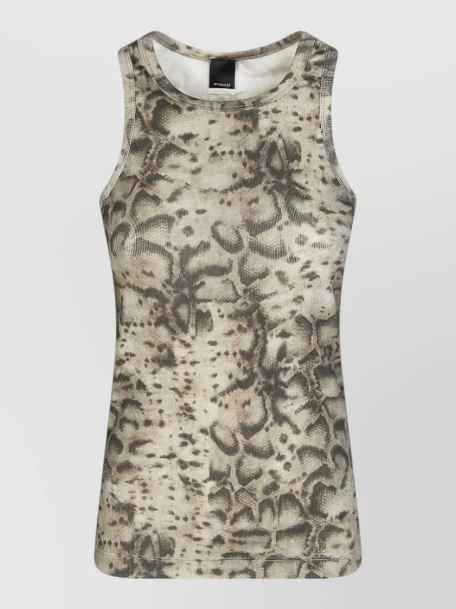 Pinko Ribbed snakeskin-print tank top