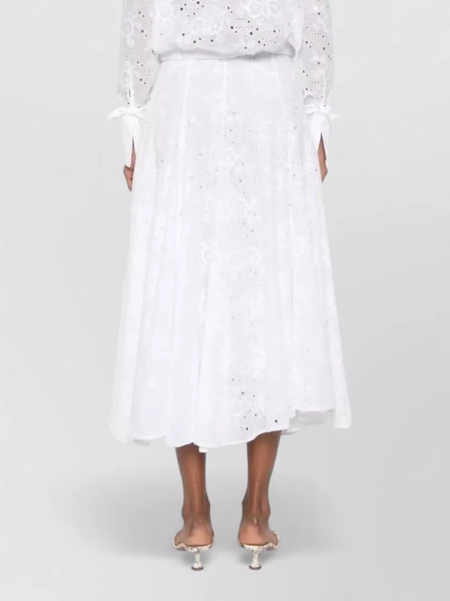 Tory Burch Cotton Broderie Anglaise A-Line Midi Skirt