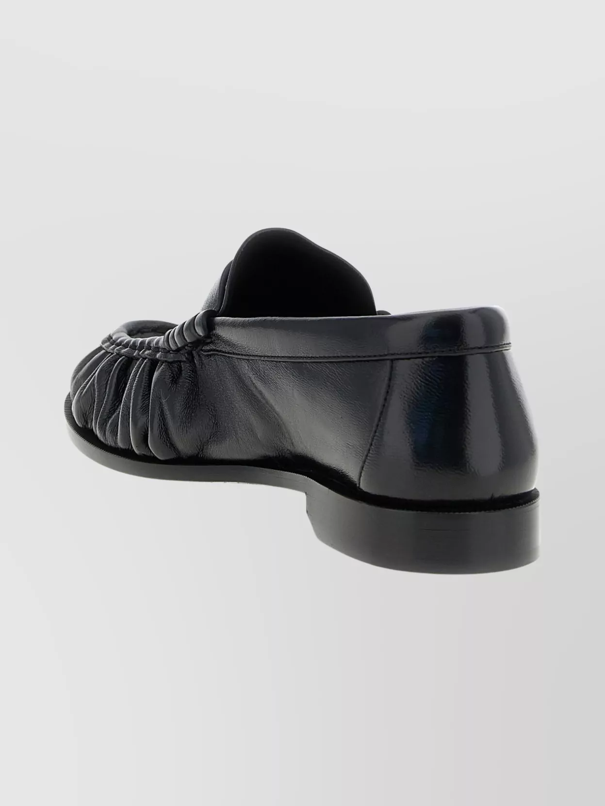 Saint Laurent Round Toe Ruched Detail Loafers