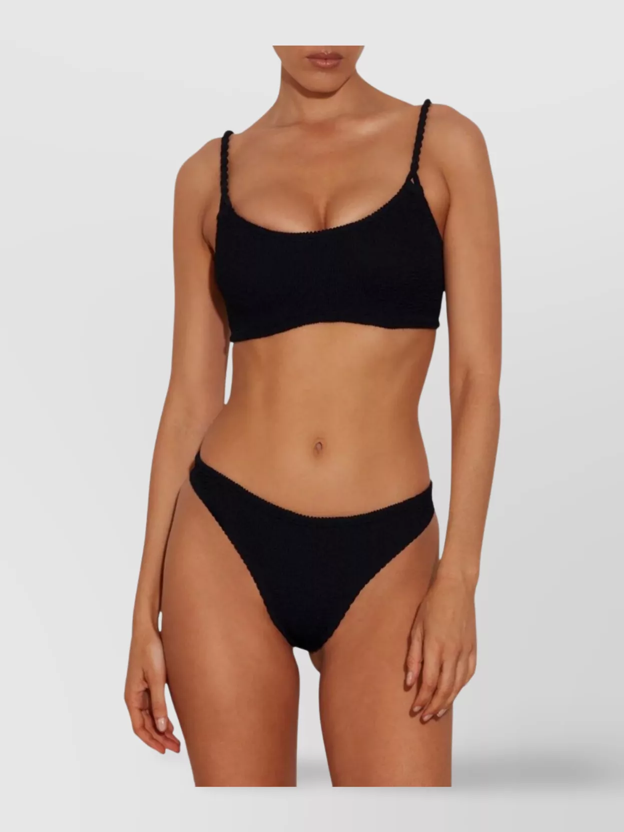 Hunza G Textured Fabric Braided Straps Bikini
