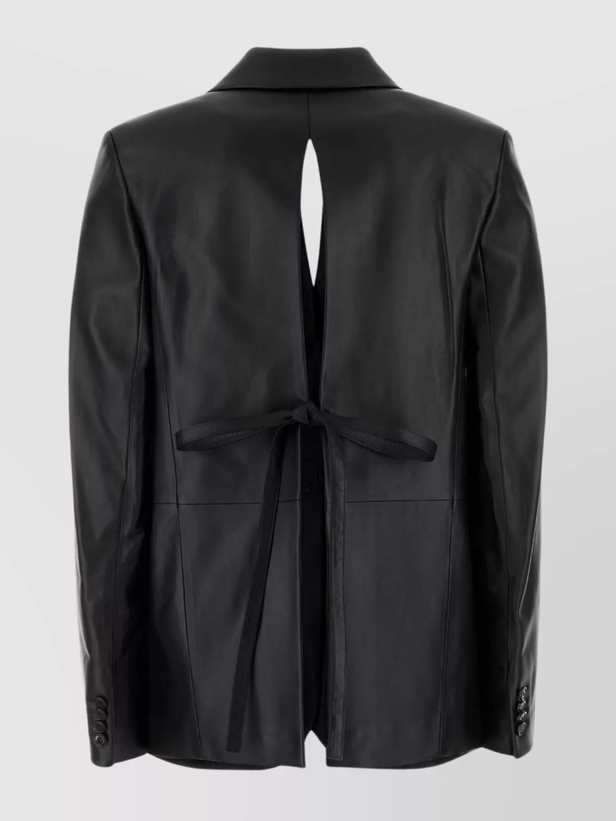 Loewe Leather Blazer With Notch Lapel And Tie Detail In Black
