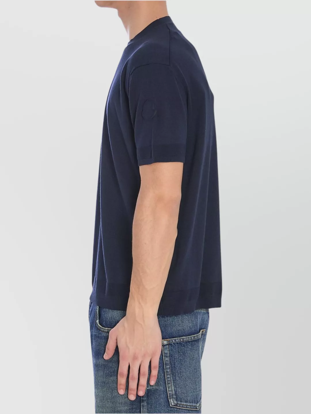 Moncler Knit Crewneck T-Shirt Cotton Silk Blend