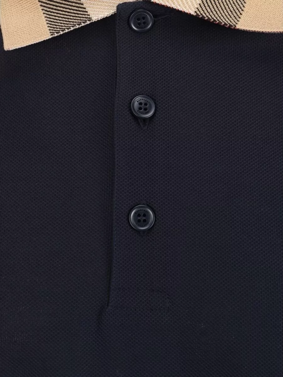 Burberry Checked Collar Cotton Polo Shirt