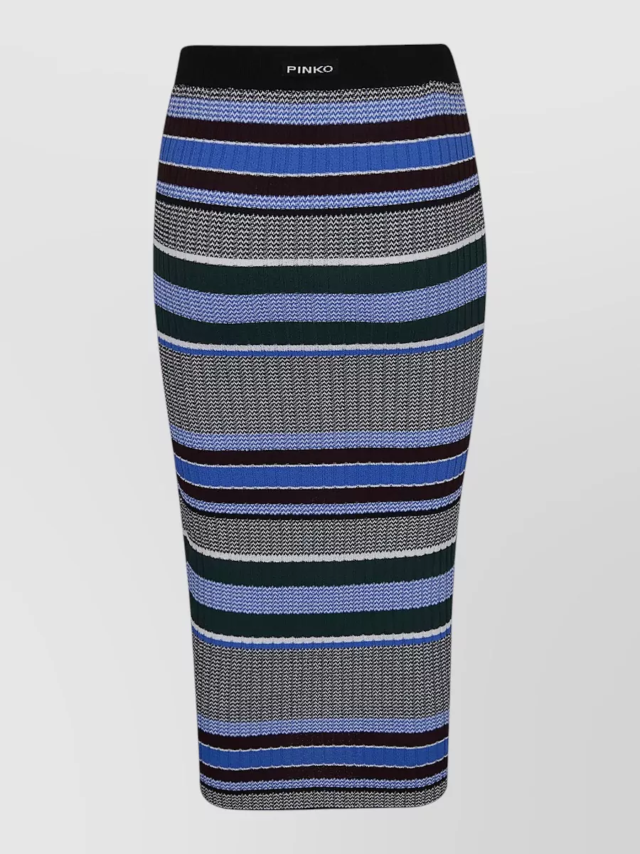 Pinko Ribbed Striped Midi Fitted Skirt
