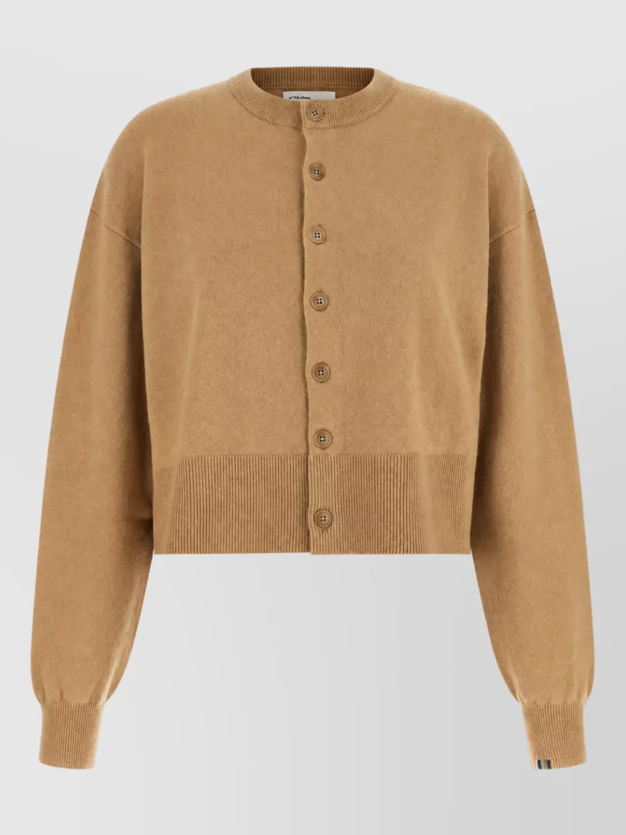 Extreme Cashmere cashmere cropped ribbed striped cardigan