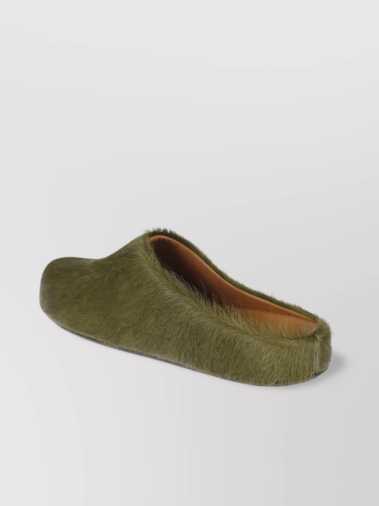 Marni Round Toe Flat Sole Faux Fur Sandals