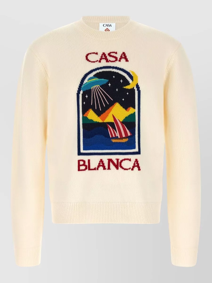 Casablanca wool ribbed crew neck sweater