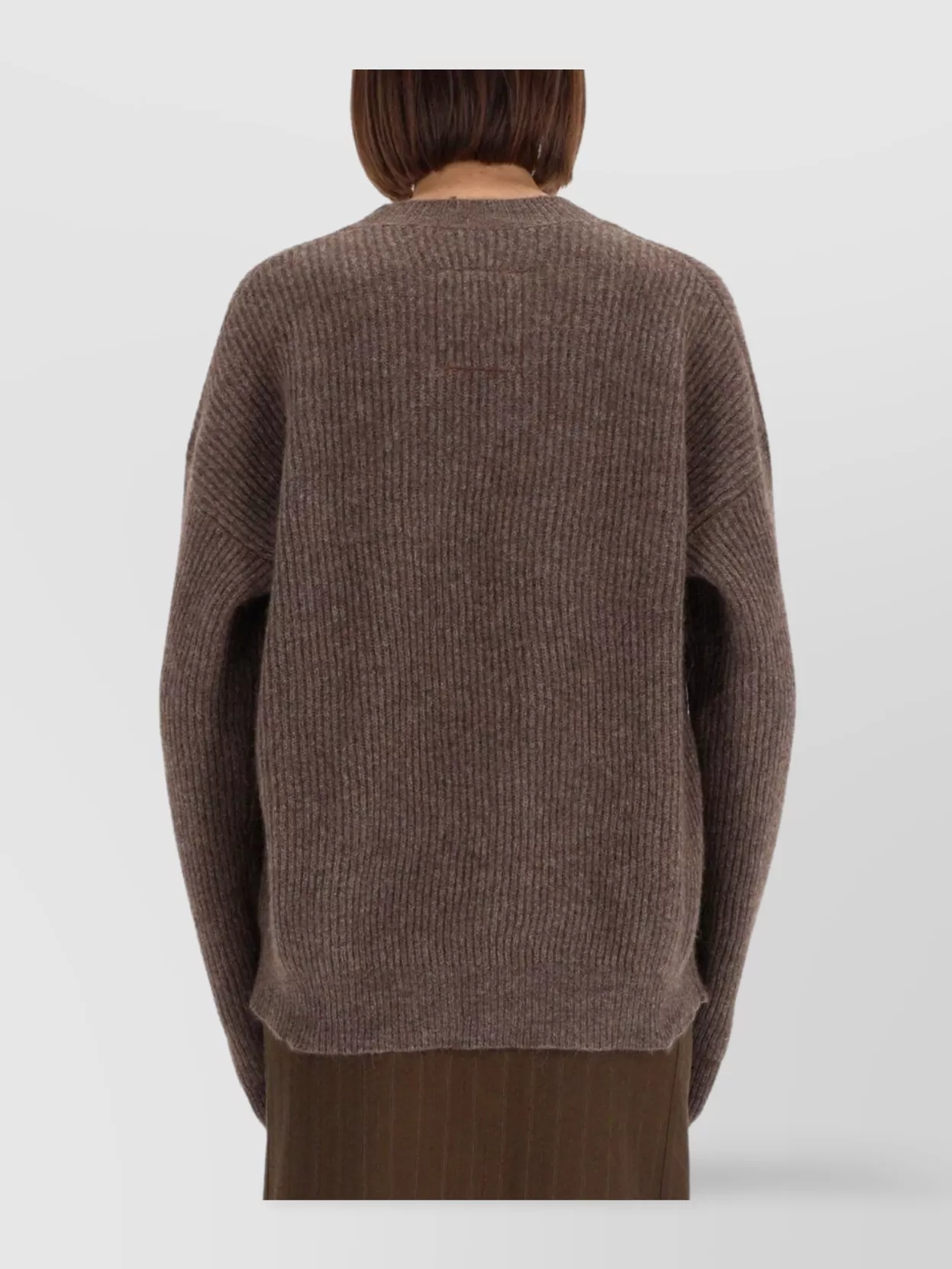Uma Wang Cozy Knit Sweater Ribbed Texture In Brown