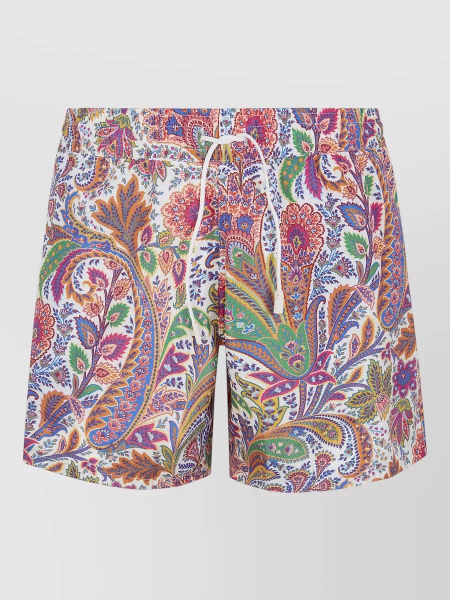 Etro Printed Shorts Elastic Waistband Side Pockets