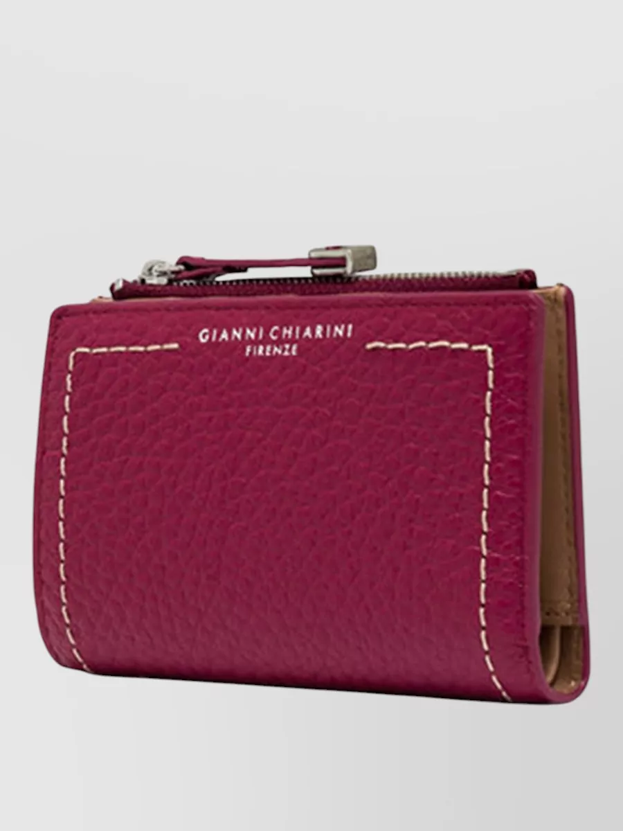 Gianni Chiarini Bubble Stitch Contrast Texture Zip Wallet