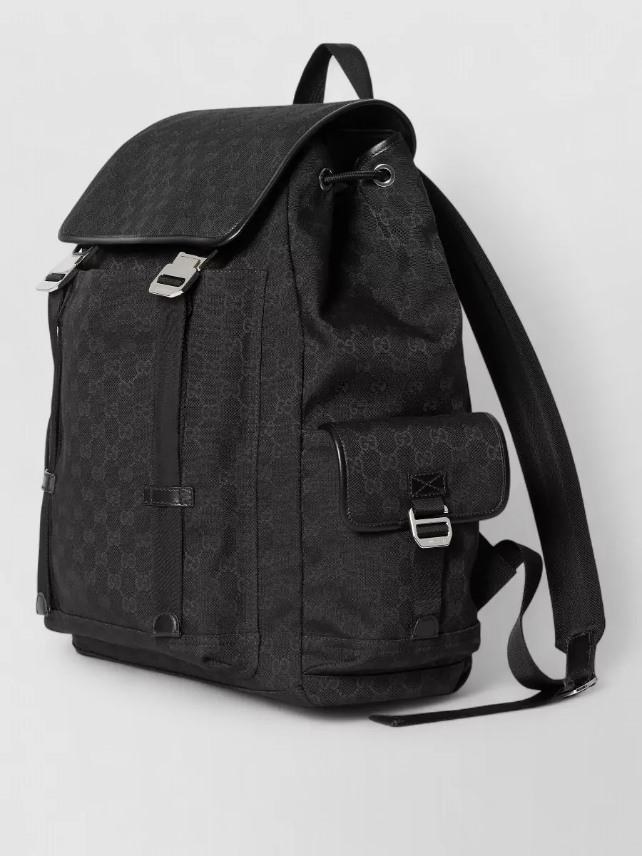 Gucci Backpack Top Flap Adjustable Straps Side Pockets