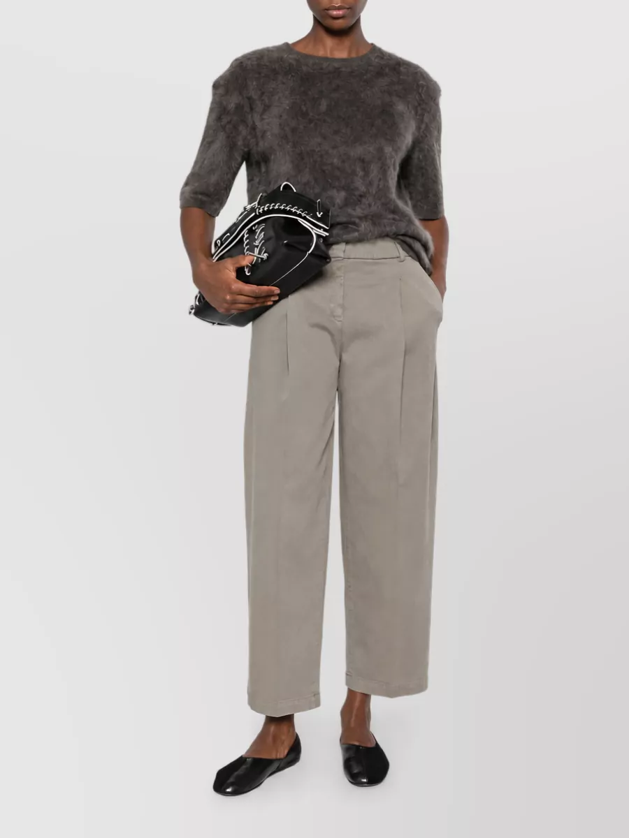 Via Masini 80 Twill Wide-Leg Trousers