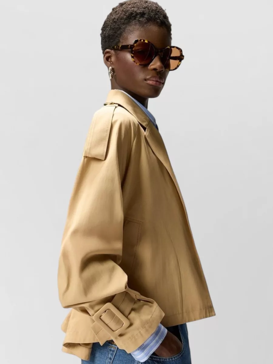 Pinko Cotton Short Double-Breasted Trench Coat
